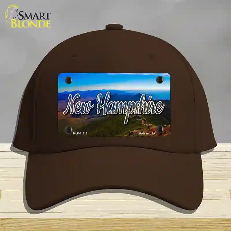 HAT24-MLP-11615   Hampshire Mountain Range State Novelty License Plate Hat, Cotton - Dark Brown
