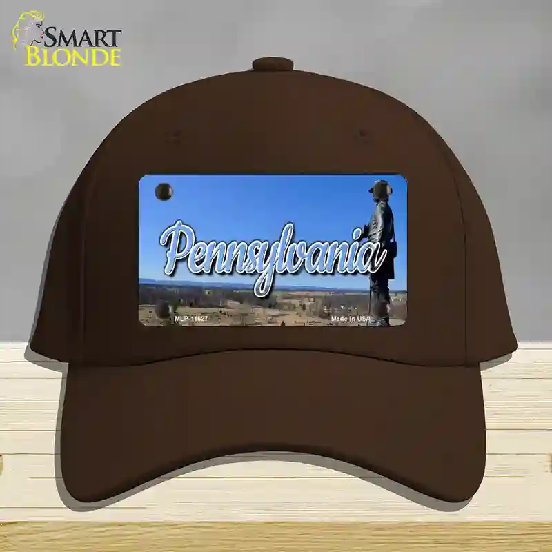HAT24-MLP-11627 Pennsylvania Gettysburg Statue State Novelty License Plate Hat, Cotton - Dark Brown