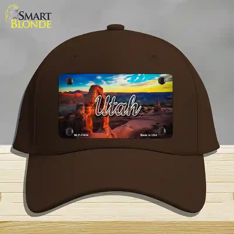 HAT24-MLP-11634 Utah Canyon Arch State Novelty License Plate Hat, Cotton - Dark Brown