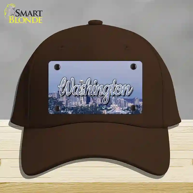 HAT24-MLP-11637 Washington Space Needle State Novelty License Plate Hat, Cotton - Dark Brown
