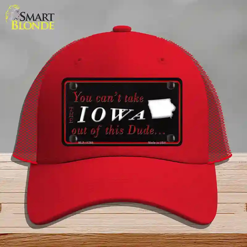 HAT17-MLP-11269 Iowa Dude Novelty License Plate Hat, Mesh - Red