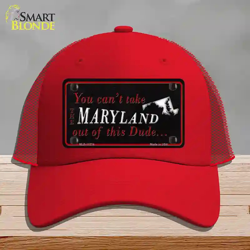 HAT17-MLP-11274 Maryland Dude Novelty License Plate Hat, Mesh - Red