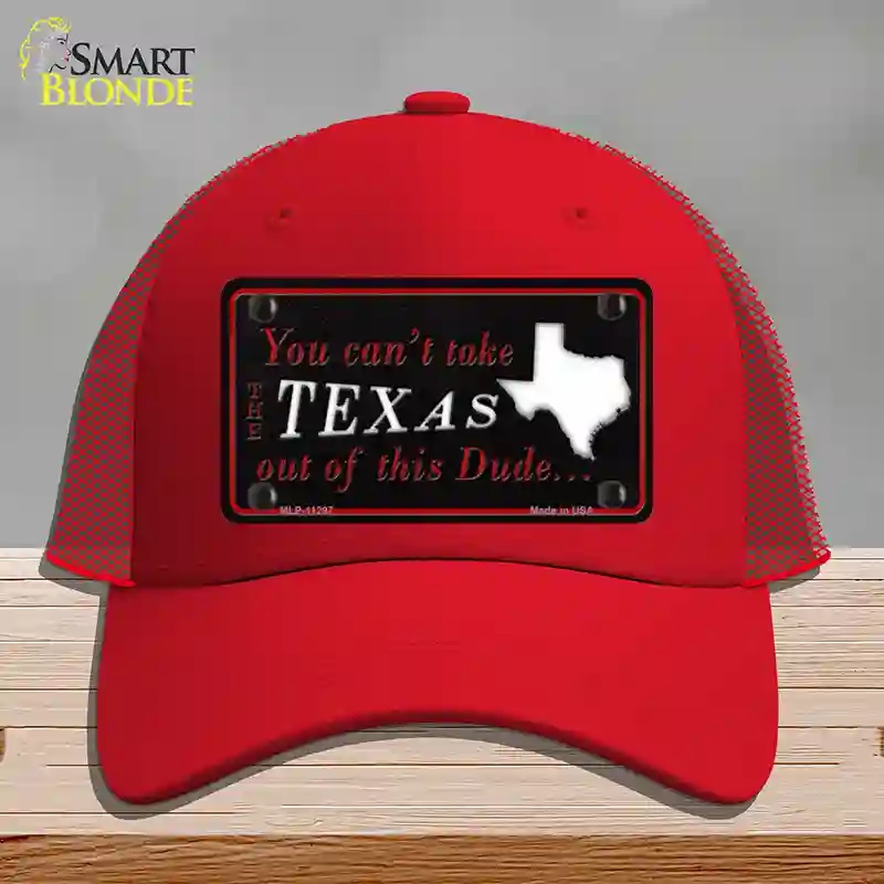 HAT17-MLP-11297 Texas Dude Novelty License Plate Hat, Mesh - Red