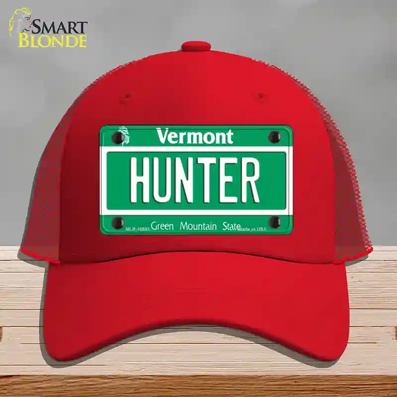 HAT17-MLP-10691 Hunter Vermont Novelty License Plate Hat, Mesh - Red