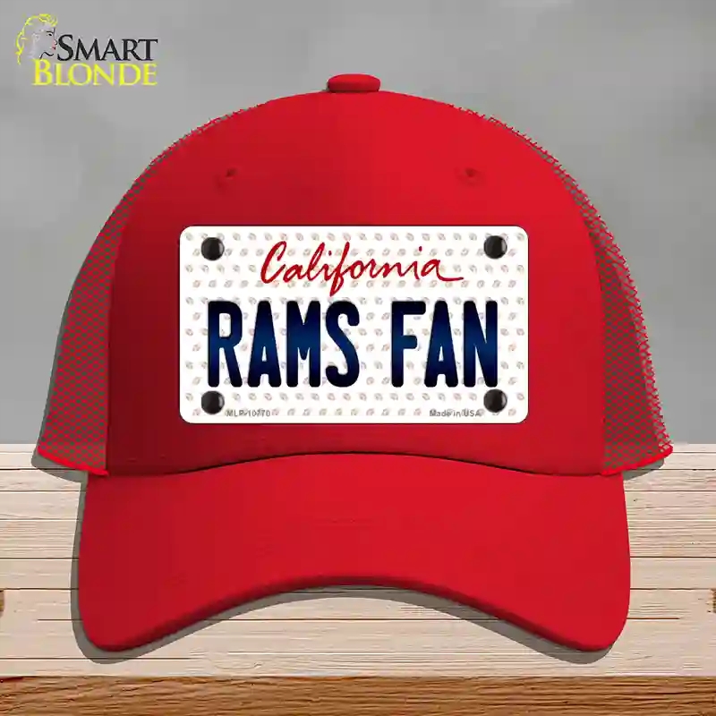 HAT17-MLP-10770 Rams Fan California Novelty License Plate Hat, Mesh - Red