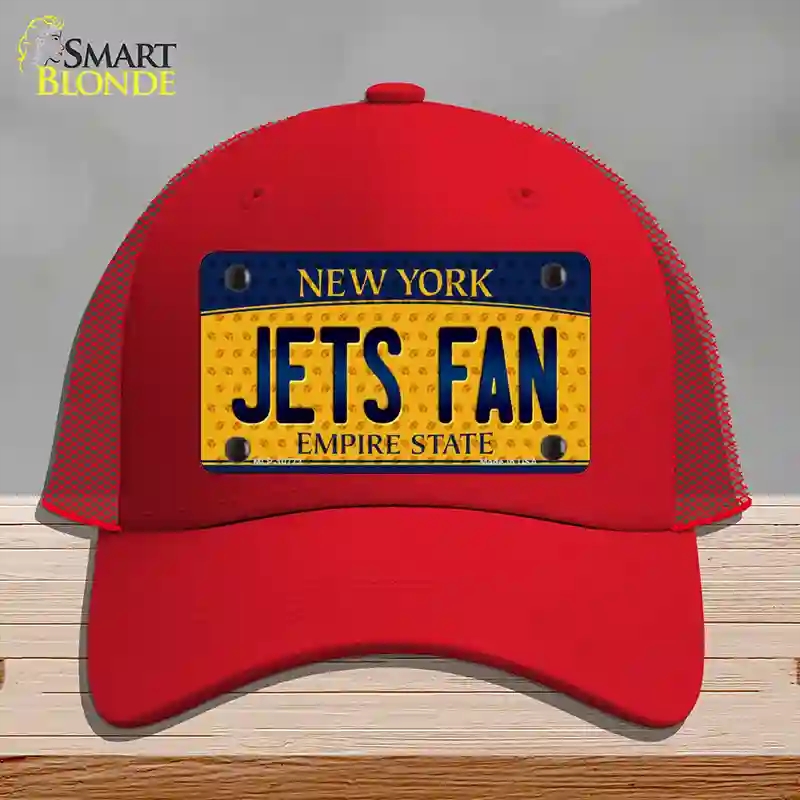 HAT17-MLP-10773 Jets Fan   York Novelty License Plate Hat, Mesh - Red