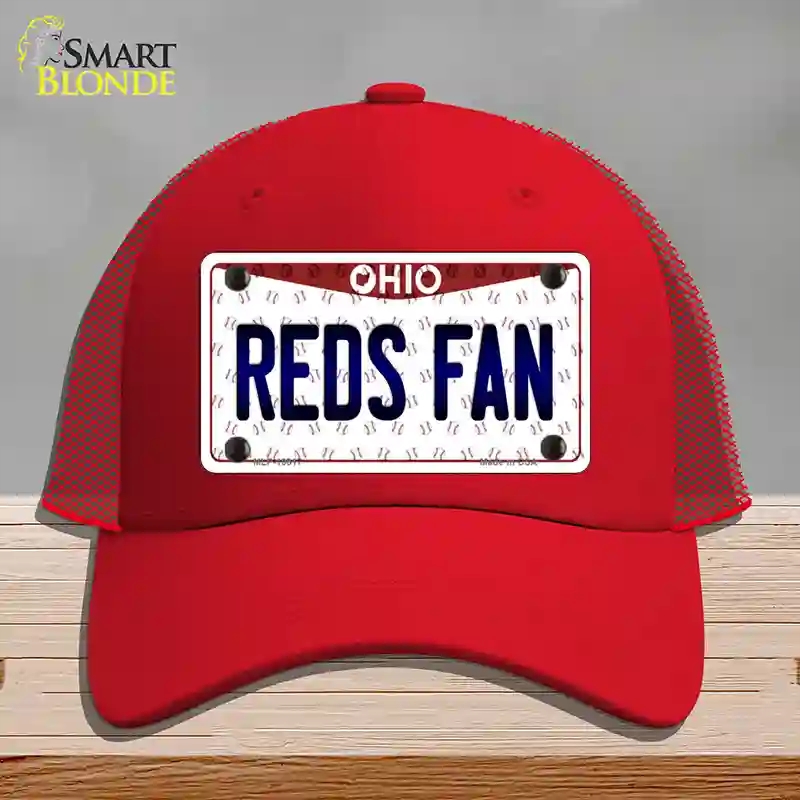 HAT17-MLP-10817 Reds Fan Ohio Novelty License Plate Hat, Mesh - Red