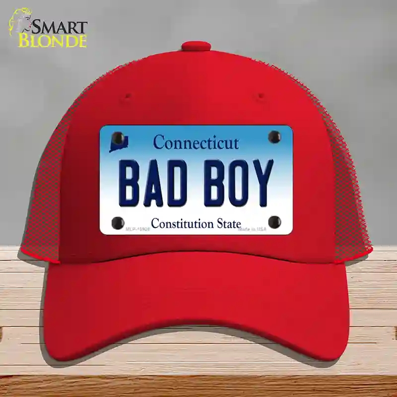 HAT17-MLP-10926 Bad Boy Connecticut Novelty License Plate Hat, Mesh - Red
