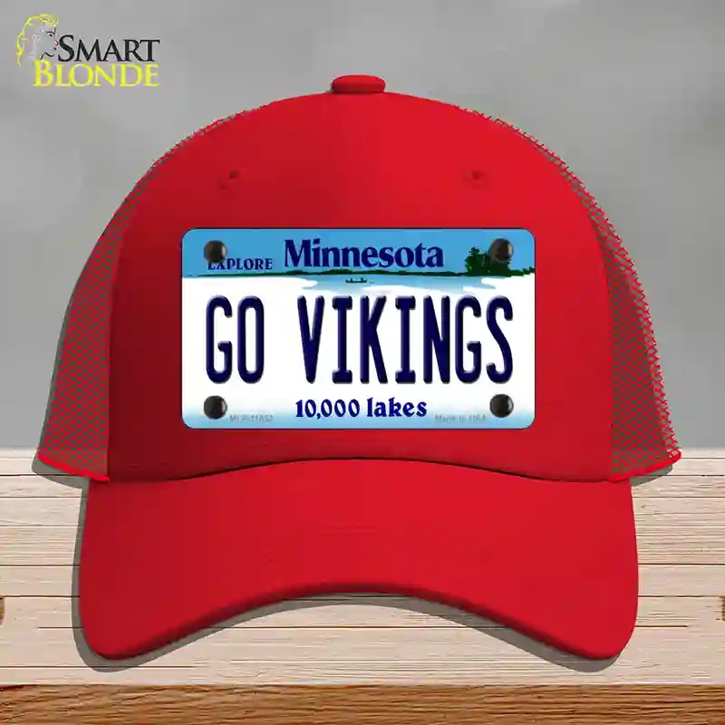 HAT17-MLP-11052 Go Vikings Minnesota Novelty License Plate Hat, Mesh - Red
