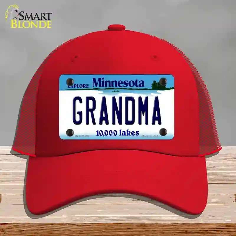 HAT17-MLP-11058 Grandma Minnesota State Novelty License Plate Hat, Mesh - Red