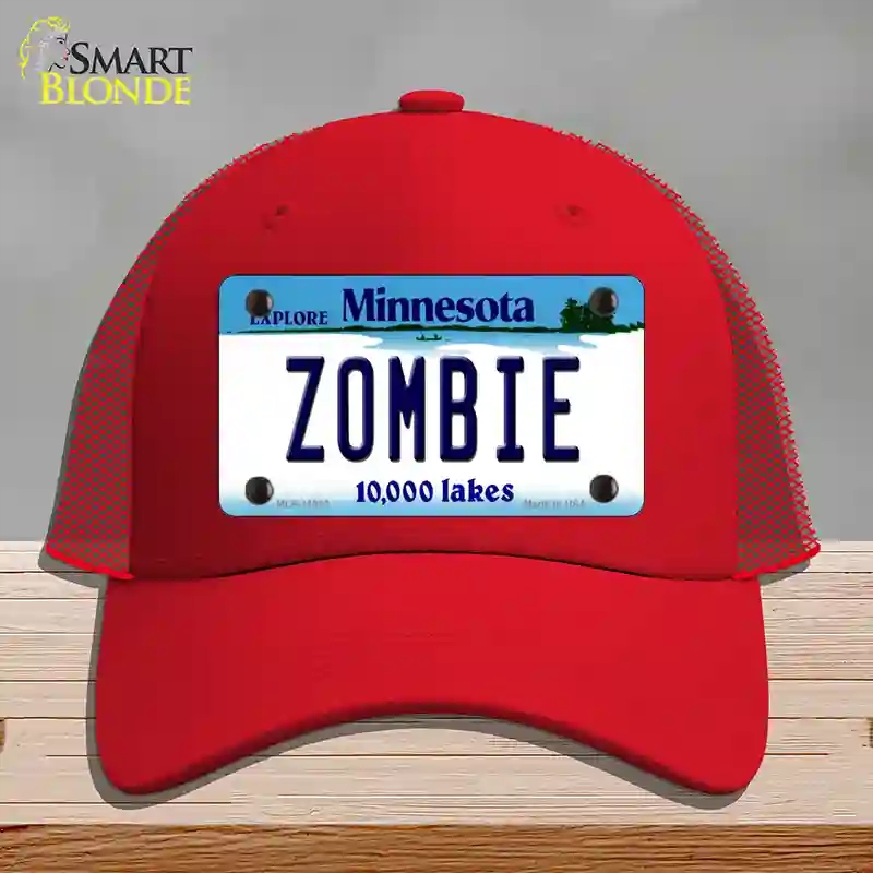 HAT17-MLP-11062 Zombie Minnesota State Novelty License Plate Hat, Mesh - Red