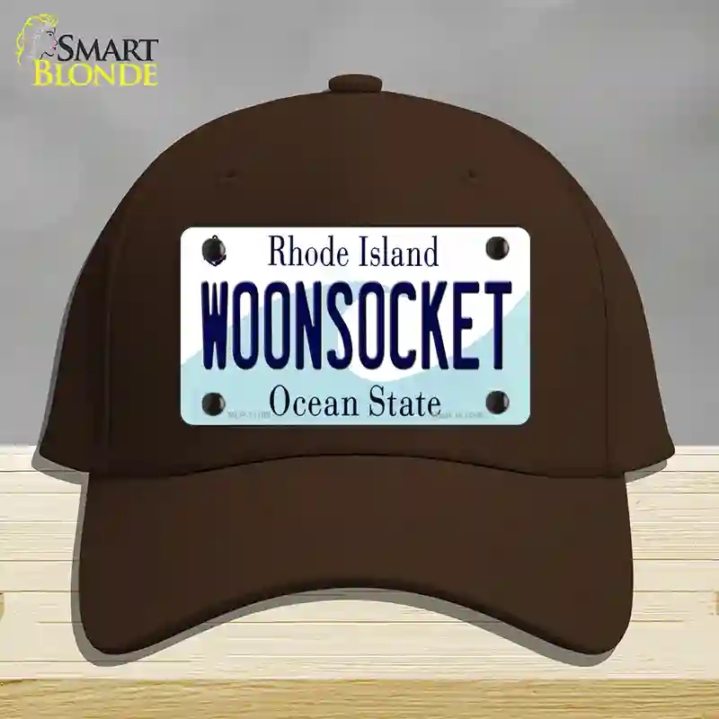 HAT24-MLP-11186 Woonsocket Rhode Island State Novelty License Plate Hat, Cotton - Dark Brown