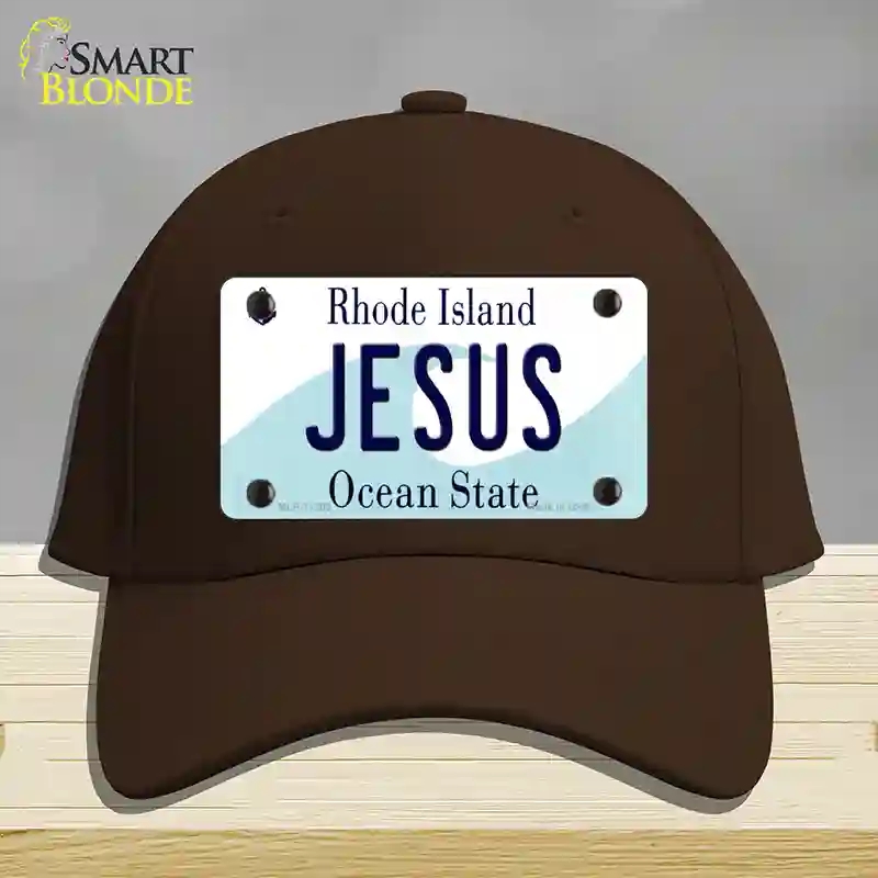 HAT24-MLP-11205 Jesus Rhode Island State Novelty License Plate Hat, Cotton - Dark Brown
