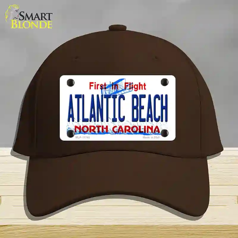HAT24-MLP-11749 Atlantic Beach North Carolina State Novelty License Plate Hat, Cotton - Dark Brown