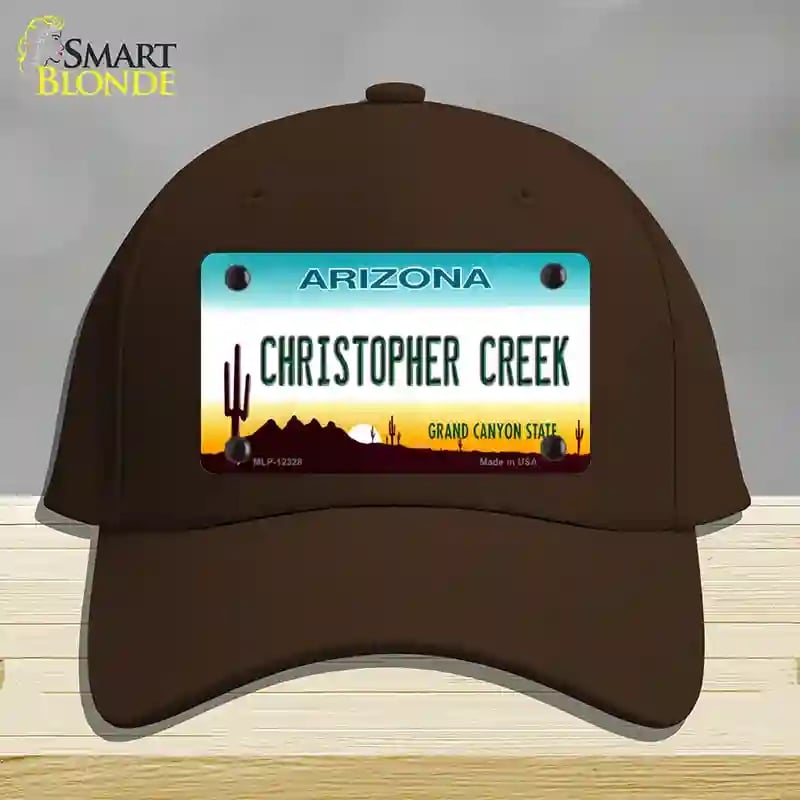 HAT24-MLP-12328 Christopher Creek Arizona Novelty License Plate Hat, Cotton - Dark Brown
