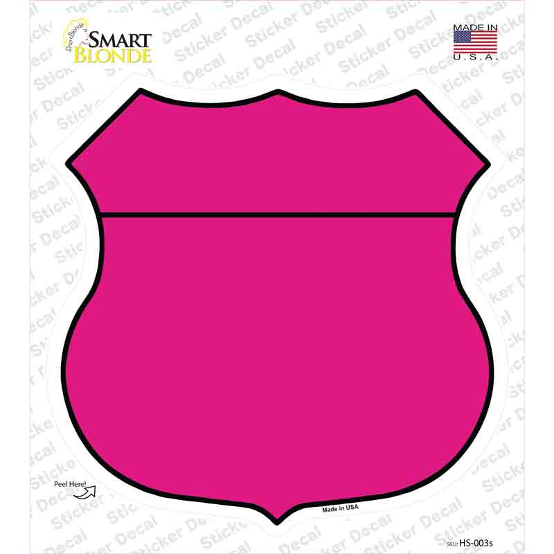 HS-003s-M Pink Novelty Highway Shield Sticker Decal, Medium
