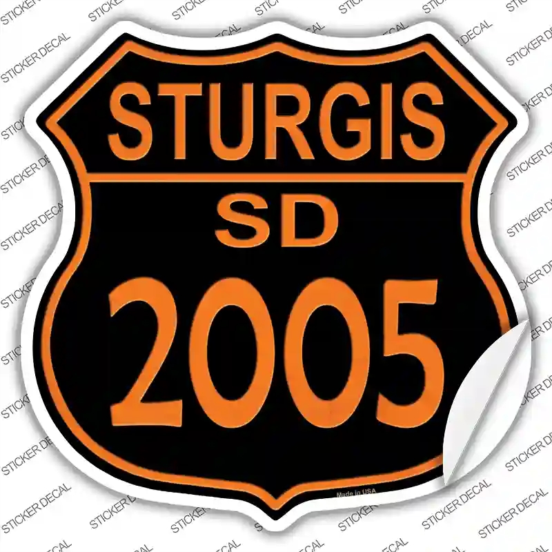 HS-568s-L Sturgis SD 2005 Novelty Highway Shield Sticker Decal, Large