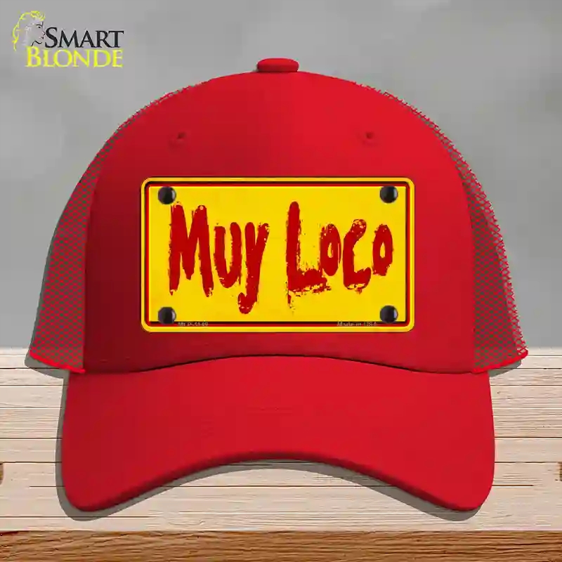 HAT17-MLP-1149 Muy Loco Novelty License Plate Hat, Mesh - Red