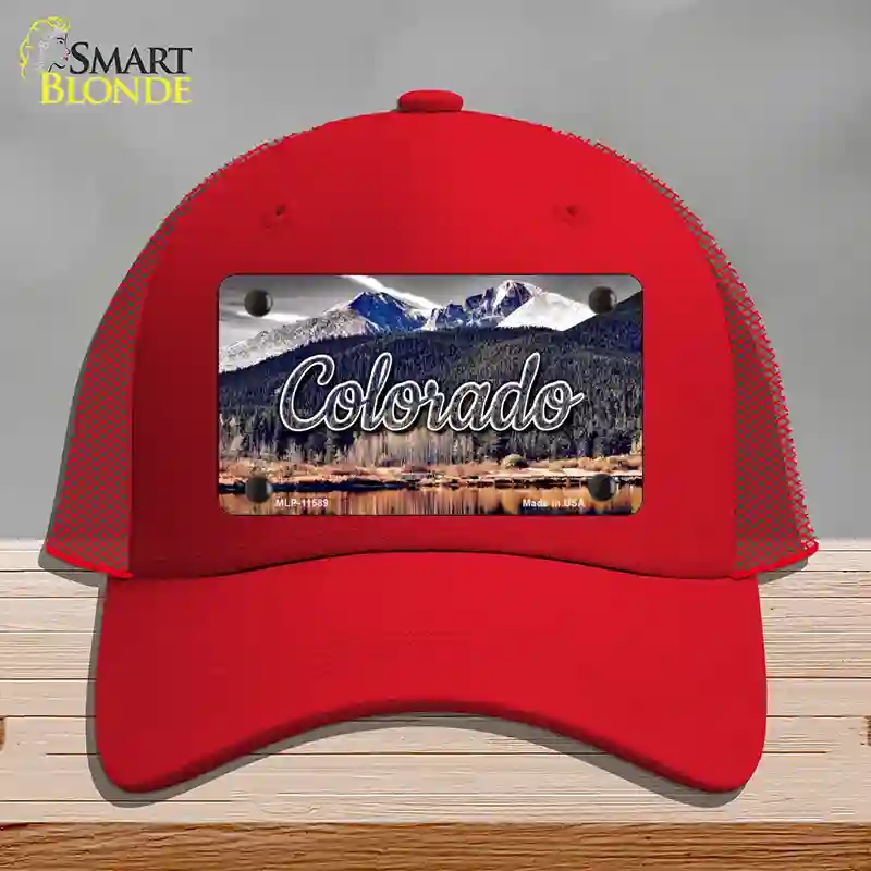 HAT17-MLP-11589 Colorado Forest & Mountains State Novelty License Plate Hat, Mesh - Red