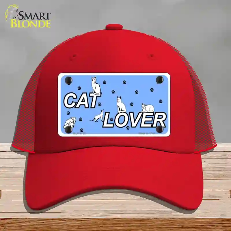 HAT17-MLP-1162 Cat Lover Novelty License Plate Hat, Mesh - Red