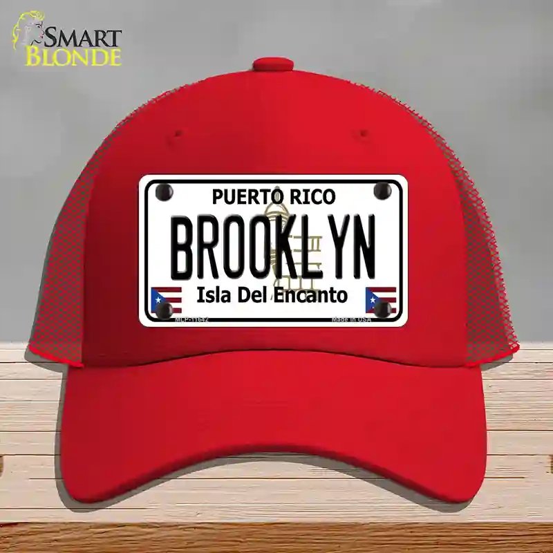 HAT17-MLP-11642 Brooklyn Puerto Rico Novelty License Plate Hat, Mesh - Red
