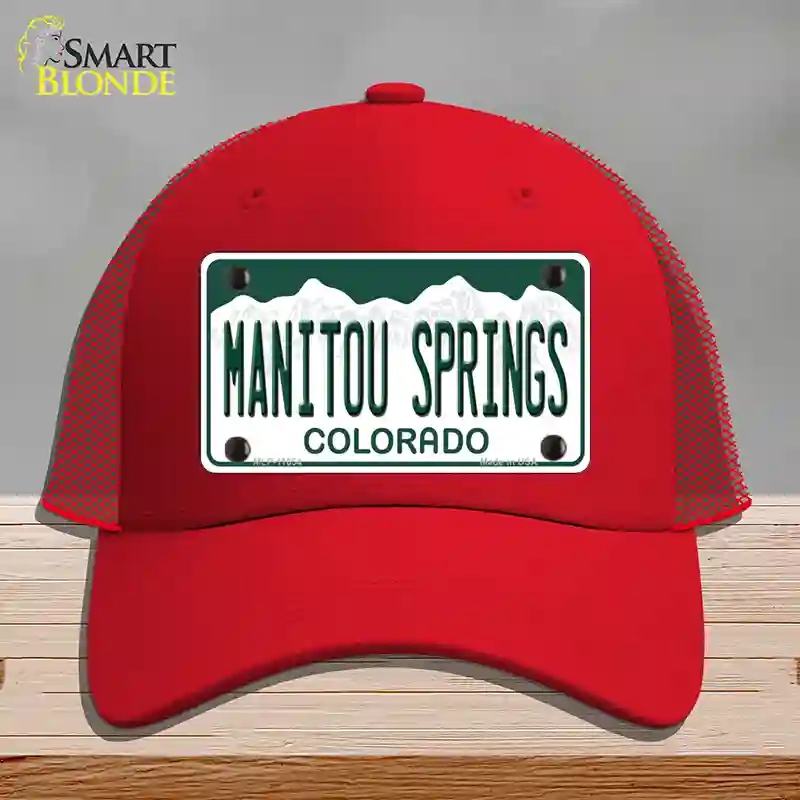 HAT17-MLP-11654 Manitou Springs Colorado Novelty License Plate Hat, Mesh - Red