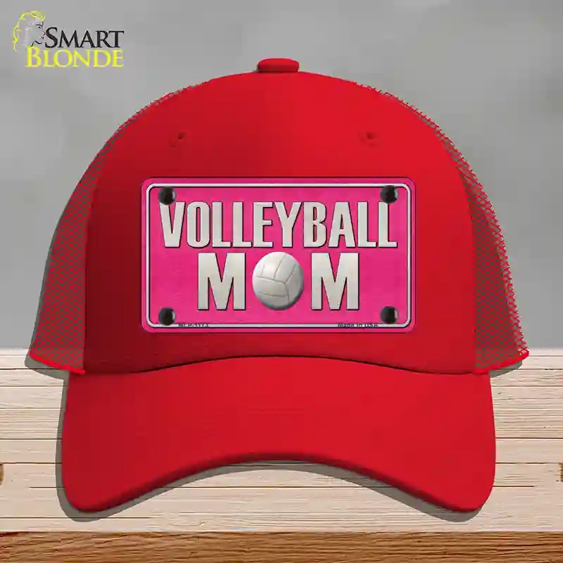 HAT17-MLP-1173 Volleyball Mom Novelty License Plate Hat, Mesh - Red