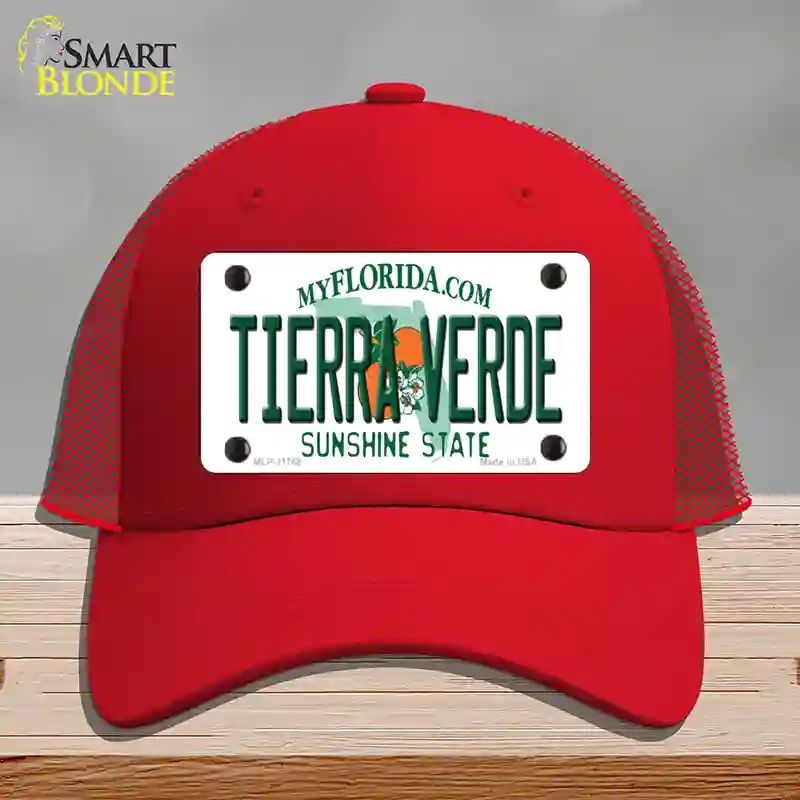 HAT17-MLP-11768 Tierra Verde Florida Novelty License Plate Hat, Mesh - Red