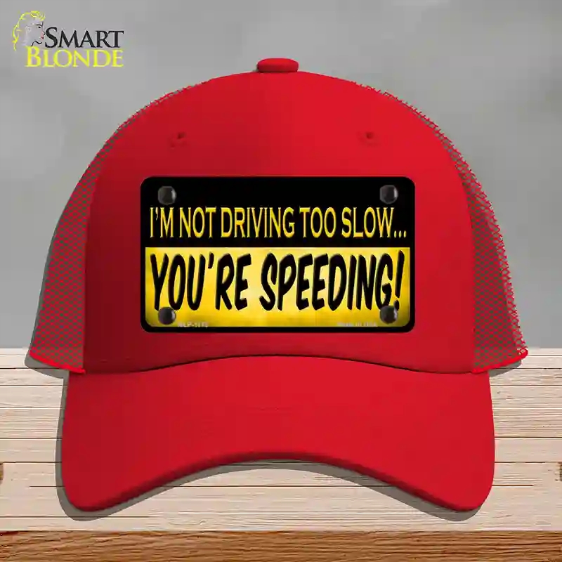 HAT17-MLP-1179 You Are Speeding Novelty License Plate Hat, Mesh - Red