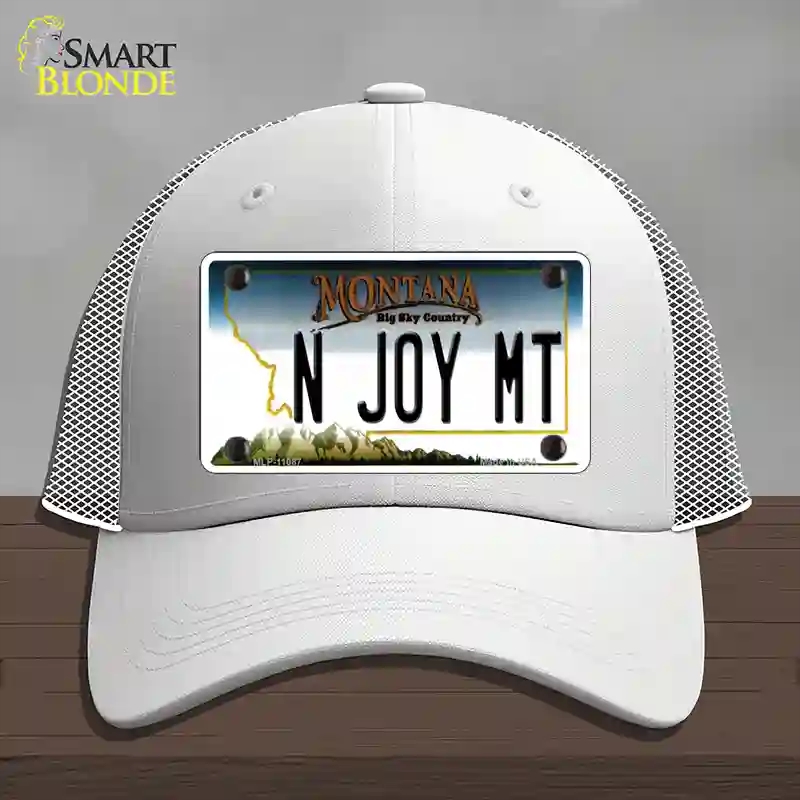 HAT19-MLP-11087 N Joy MT Montana State Novelty License Plate Hat, Mesh - White