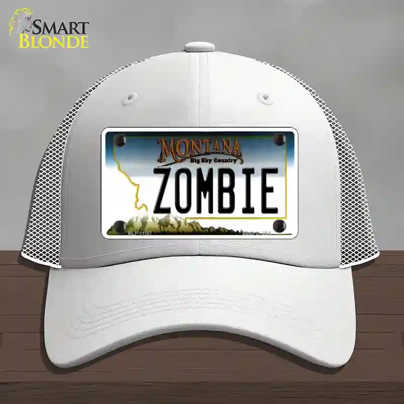 HAT19-MLP-11107 Zombie Montana State Novelty License Plate Hat, Mesh - White
