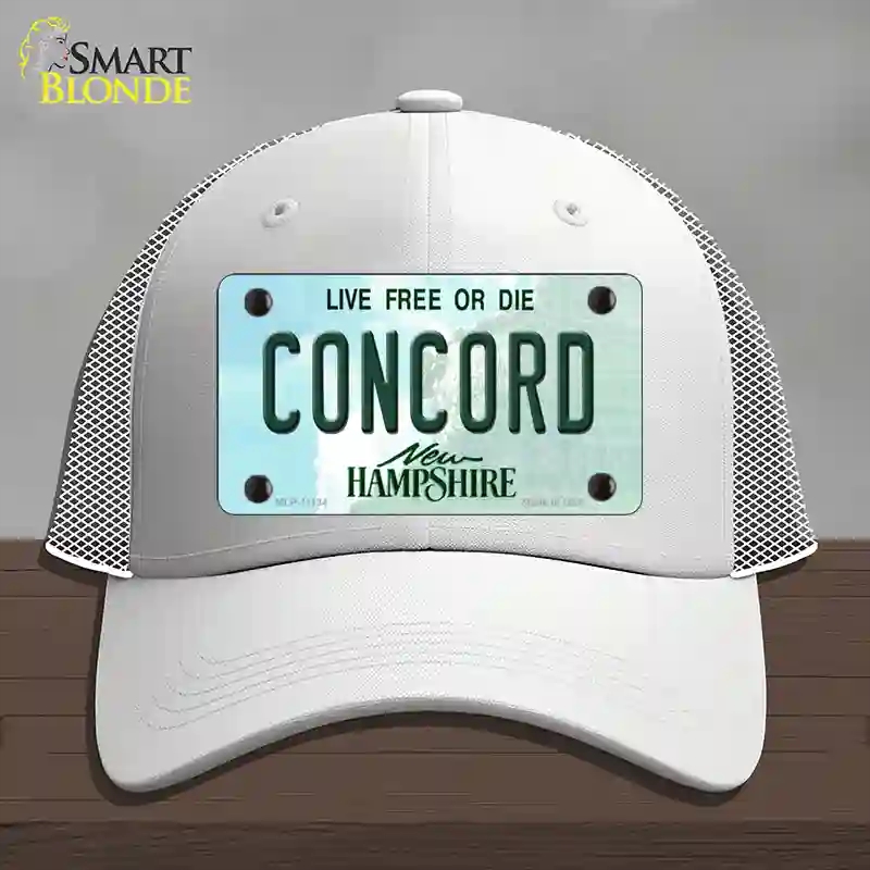 HAT19-MLP-11134 Concord   Hampshire State Novelty License Plate Hat, Mesh - White