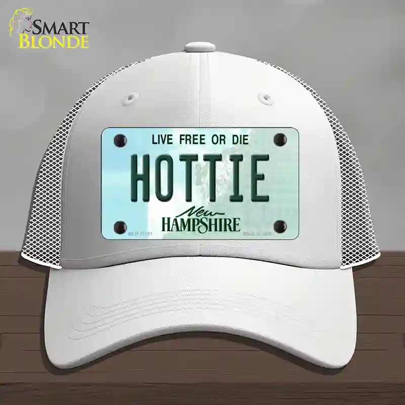 HAT19-MLP-11151 Hottie   Hampshire State Novelty License Plate Hat, Mesh - White