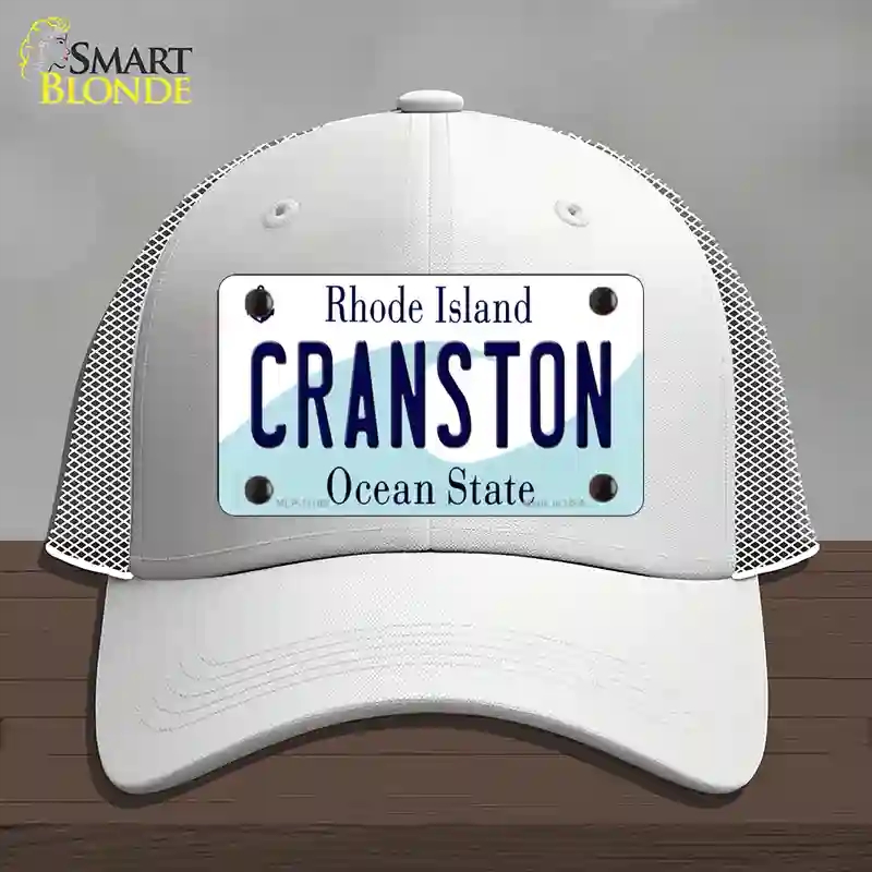 HAT19-MLP-11185 Cranston Rhode Island State Novelty License Plate Hat, Mesh - White