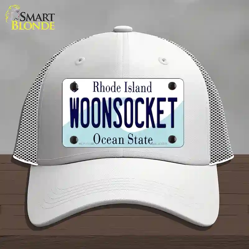HAT19-MLP-11186 Woonsocket Rhode Island State Novelty License Plate Hat, Mesh - White