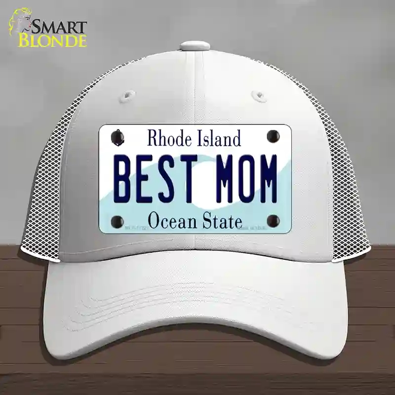 HAT19-MLP-11221 Best Mom Rhode Island State Novelty License Plate Hat, Mesh - White