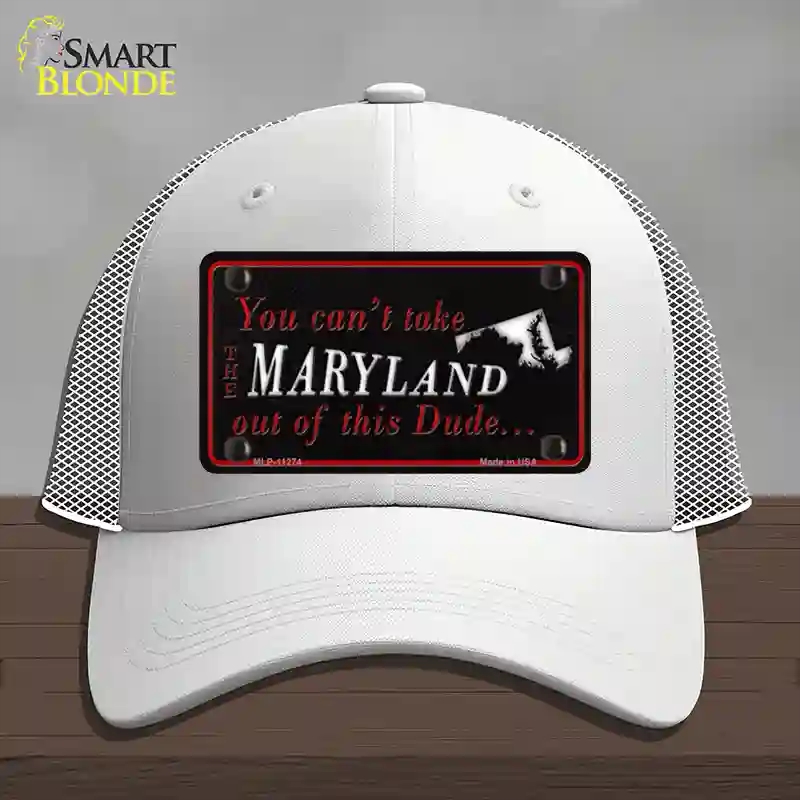 HAT19-MLP-11274 Maryland Dude Novelty License Plate Hat, Mesh - White
