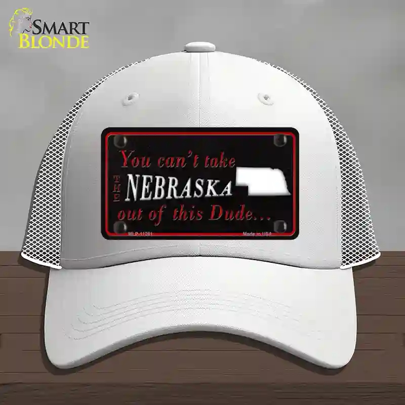 HAT19-MLP-11281 Nebraska Dude Novelty License Plate Hat, Mesh - White