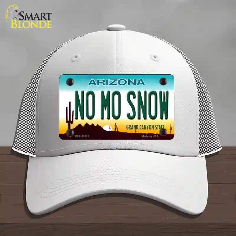 HAT19-MLP-11310 No Mo Snow Novelty License Plate Hat, Mesh - White