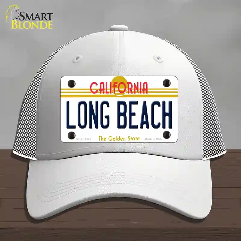 HAT19-MLP-11423 Long Beach California Novelty License Plate Hat, Mesh - White