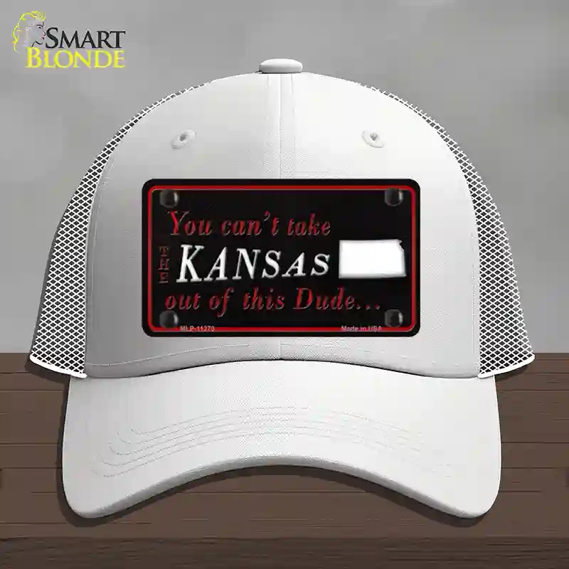 HAT19-MLP-11270 Kansas Dude Novelty License Plate Hat, Mesh - White