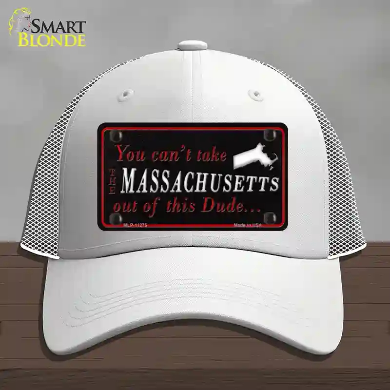 HAT19-MLP-11275 Massachusetts Dude Novelty License Plate Hat, Mesh - White