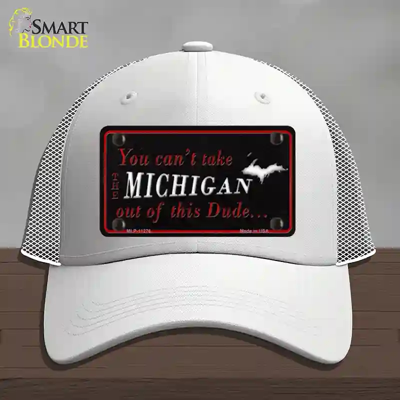 HAT19-MLP-11276 Michigan Dude Novelty License Plate Hat, Mesh - White