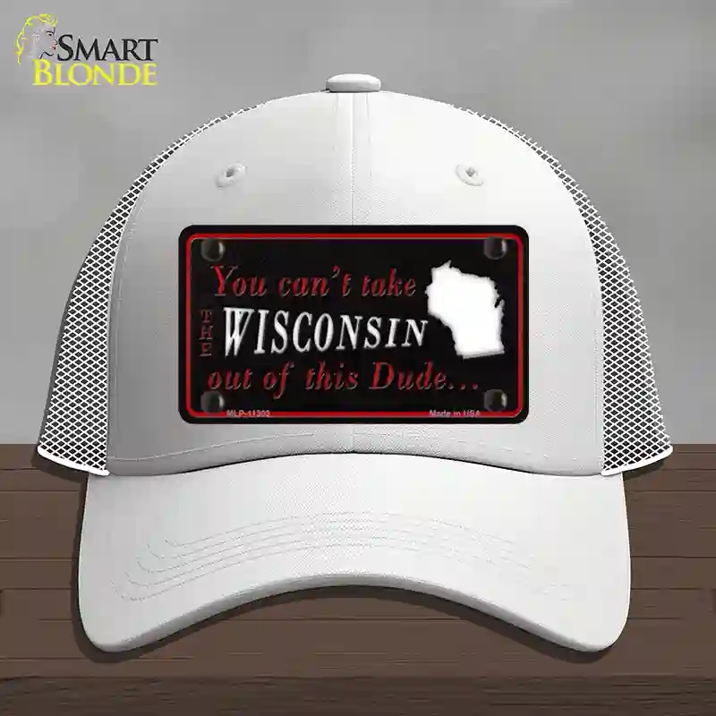HAT19-MLP-11303 Wisconsin Dude Novelty License Plate Hat, Mesh - White