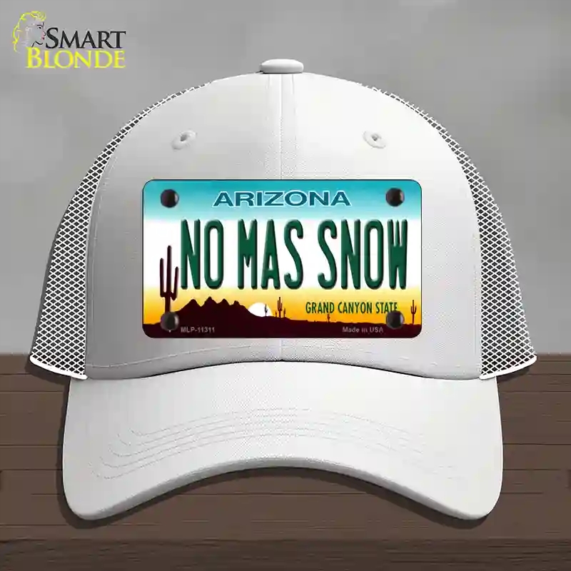 HAT19-MLP-11311 No Mas Snow Novelty License Plate Hat, Mesh - White