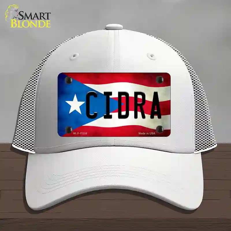 HAT19-MLP-11335 Cidra Puerto Rico Flag Novelty License Plate Hat, Mesh - White
