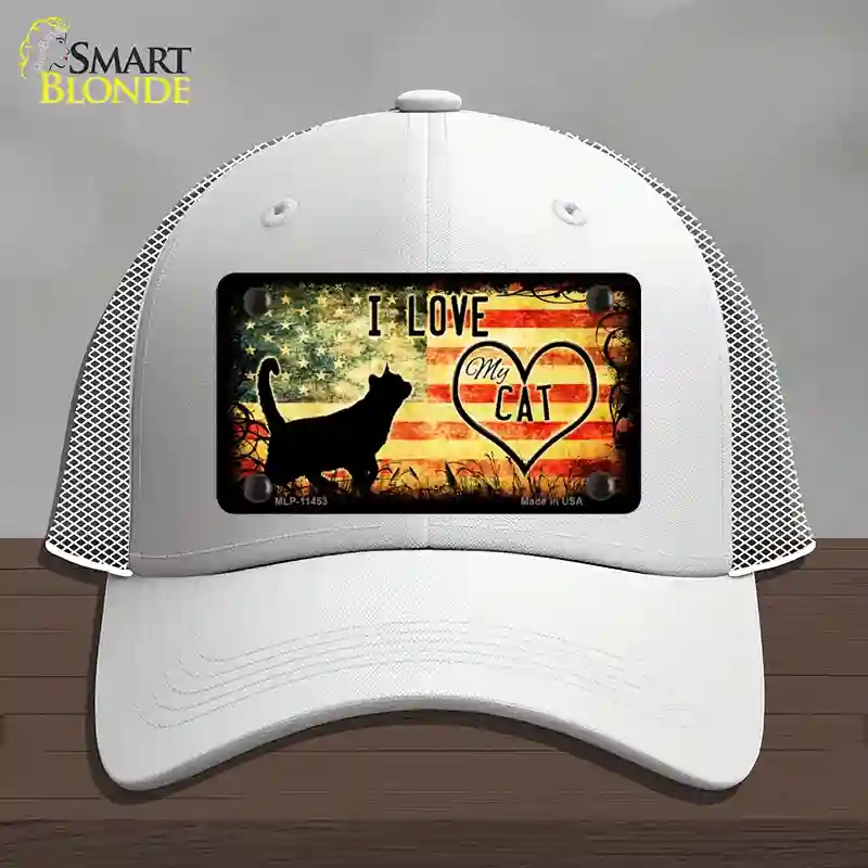 HAT19-MLP-11453 I Love My Cat Novelty License Plate Hat, Mesh - White