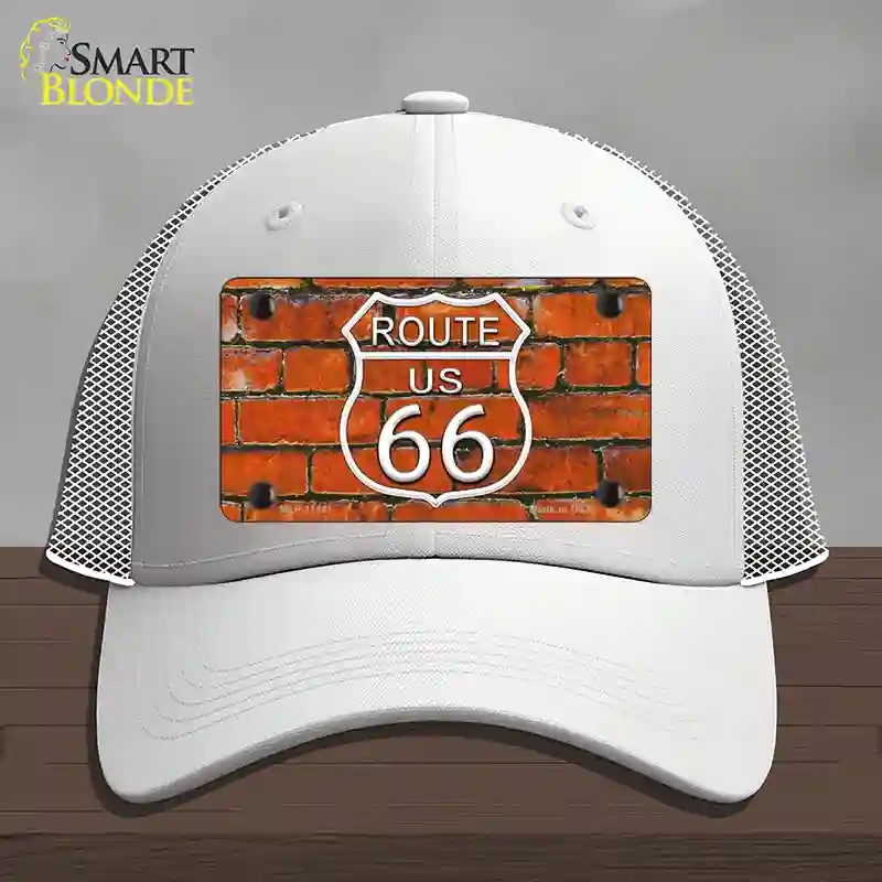 HAT19-MLP-11461 Route 66 Orange Brick Wall Novelty License Plate Hat, Mesh - White