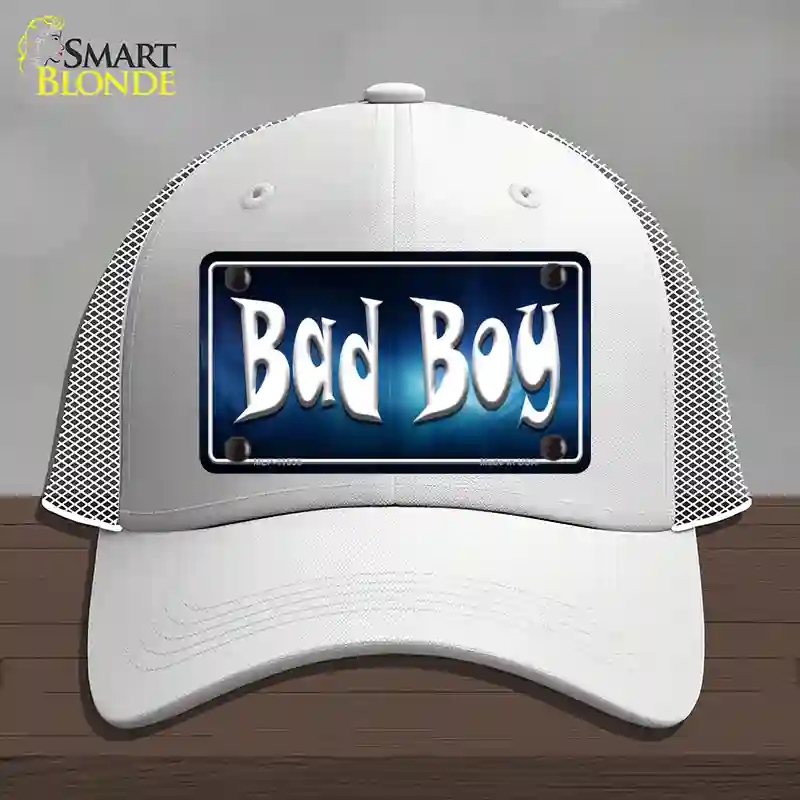 HAT19-MLP-11555 Bad Boy Novelty License Plate Hat, Mesh - White