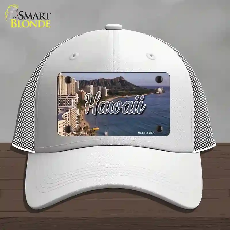 HAT19-MLP-11594 Hawaii Beach State Novelty License Plate Hat, Mesh - White